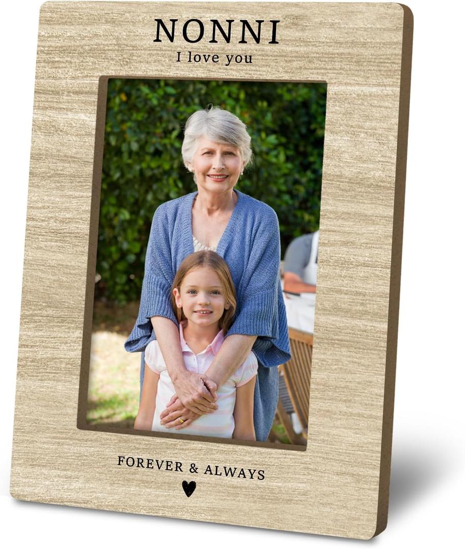 Nonni Gifts Picture Frame 4x6, Birthday Mothers Day Photo Frame Gifts for Grandma from Grandkids Grandson, Nonni I Love You Picture Photo Frames for Desk Decor