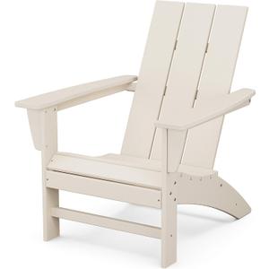 POLYWOOD Modern Adirondack Chair All-Weather Outdoor Lawn Adirondack Chairs HDPE, Fade-Resistant & Durable Outdoor Furniture For Patio, Deck & Fire Pit Chairs Sand, 32.11in. x 29.25in. x 34.66in.
