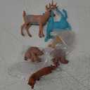 MEMOVAN Forest Animals Figures 6pcs Woodland Creatures Figurines Miniature Animals Toys Cake Toppers with Deer Family Fox Rabbit Squirrel Woodland Forest Themed Party Christmas Display