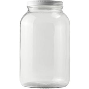 1 Gallon Glass Jar with Lid | 4-Pack Wide Mouth Set with 5 Metal Caps
Heavy-duty 1 Gallon Mason Jars Wide Mouth for fermenting, pickling and sourdough |