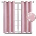 BGment Kids Blackout Curtains for Bedroom - Grommet Thermal Insulated Silver Star Print Room Darkening Curtains for Kids Room, Set of 2 Panels, 38 x 54 Inch, Baby Pink