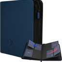 Card Guardian - Toploader 4 Pocket Premium Binder with Zipper for 160 Cards - Side Loaded Pockets - Compatible with Sports and Trading Cards TCG (Blue)