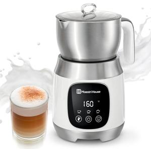 Maestri House Milk Frother, Variable Temp and Froth Thickness DualFro 600 Milk Frother Steamer, 21OZ Smart Touch Control Milk Warmer, Dishwasher Safe, Memory Function for Latte & Hot Chocolate (White)