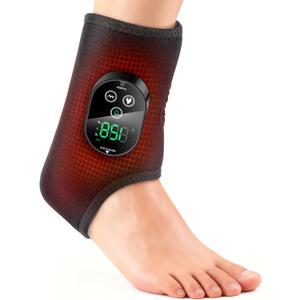 Cordless Foot and Ankle Massager for Pain Relief, FSA Eligible HSA,Rechargeable Foot Massager for Neuropathy Ankle Heating Pad Wrap with Massage for Circulation, 6Heat &3Vibration Levels&Timer (Black)
