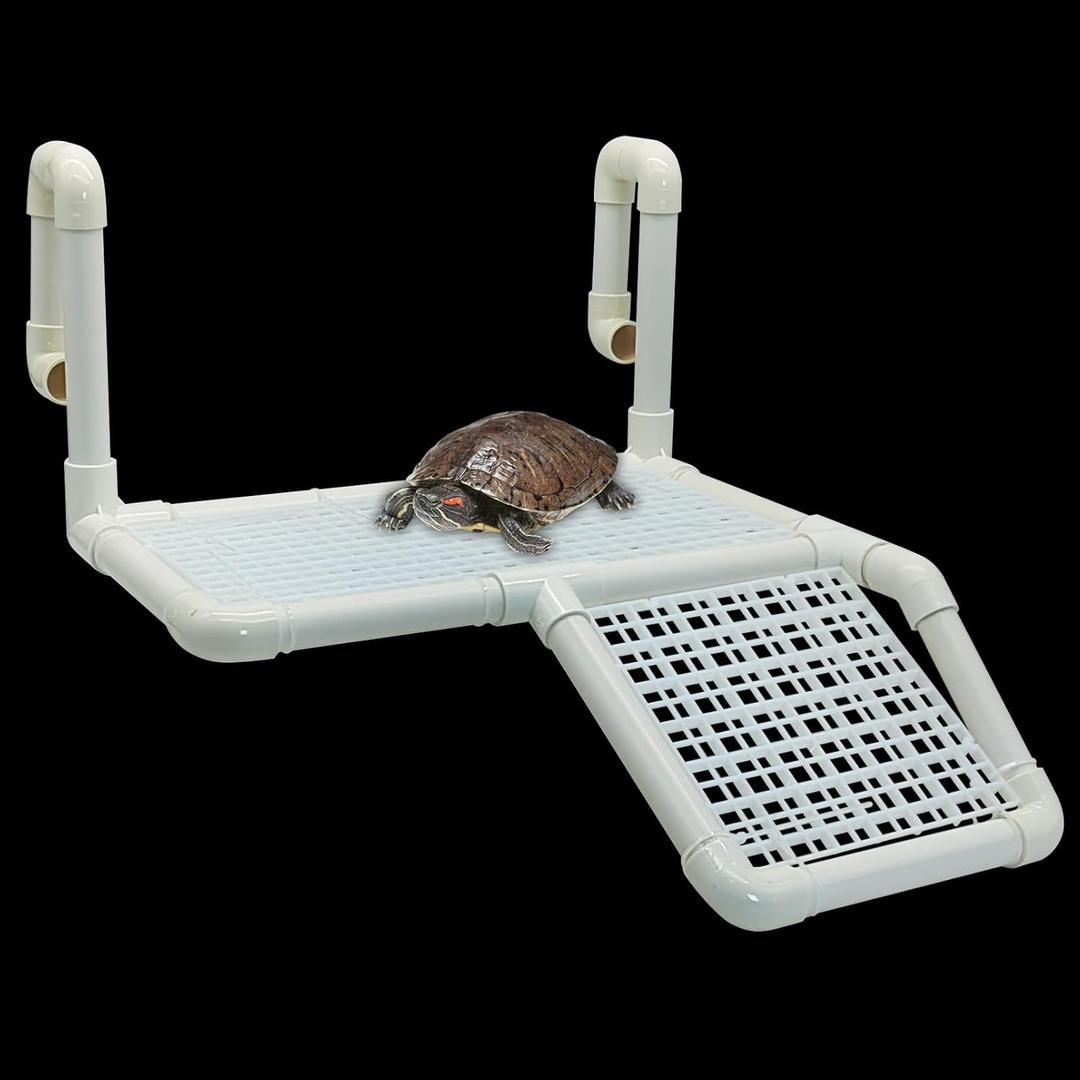 Fhiny Hanging Turtle Basking Platform, Plastic Turtle Dock Basking Area Reptile Floating Dock Climbing Ramp for Aquatic Turtles Tortoise Tank Accessories Decor for Lizard Gecko Hermit Crab