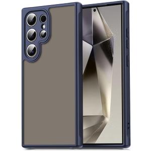 Case for Samsung Galaxy S24 Ultra,Translucent Matte Hard PC Back & Soft TPU Bumper Protective Phone Cover with Dropproof,Anti-Fingerprint,Slim Frosted Case,Blue