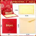 4 Pcs Happy Chinese New Year Cards 2026 Year of The Horse Cards with Envelopes 3D Golden Fu Pop up Card Lunar Greeting Card for Women Men Spring Festival Gifts (Classic Style)