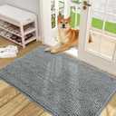 OLANLY Dog Door Mat for Muddy Paws 48x30, Absorbs Moisture and Dirt, Absorbent Non-Slip Washable Doormat, Quick Dry Chenille Mud Mat for Dogs, Entry Indoor Entryway Carpet for Inside Floor, Grey