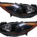 Headlight Assembly Pair with Bulbs for 2010-2013 Mazda 3 4-Door Sedan, Black Housing, Driver and Passenger Side