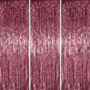 Voircoloria 3.3 x 6.6 ft Foil Fringe Backdrop Curtains, Tinsel Streamers Party Decorations, Fringe Backdrop for Birthday, Baby Shower, Gender Reveal, Graduation (3, Burgundy)