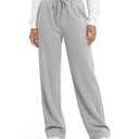 Zylioo Tall Women Wide Leg Cotton Sweatpants 32"/34" Inseam, Elastic Waist Long Length Lounge Pants with Pockets Light Grey, Size: Small Tall