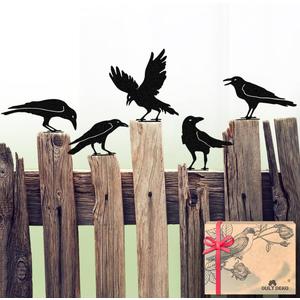 Raven Decor,Metal Birds Black Bird Crow Statue,Raven Statue Fence Topper Fake Crow,Crow Decor Garden Ornament Fence Topper Gothic Home,Crow Decor,Witchy Garden Decor,Halloween Decorations