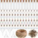 70Pcs Small Glass Bottles with Cork, Clear Tiny Glass Small Glass Bottles with Cork, Sand Art Wishing Vial with Eye Screws Funnel and Rope for Decoration, Art Crafts, DIY Projects( 5 Styles)