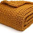 YnM Knitted Weighted Blanket, Handmade Chunky Knitted Design, Soft and Cozy, Temperature Regulating and Breathable, Machine Washable Throw for Sleep or Home Decor (Yellow Fusion, 50x60 Inch, 10lbs)