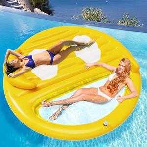Inflatable Tanning Pool Lounger Float,Lake Floats for Adults - 71" X 71" Large Pool Floats with Headrest and Cup Holder Sunbathing Pool Lounge Raft Floatie Toys Water Filled Bed Mat Pad﻿