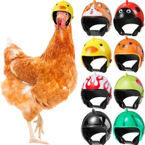 Skylety 8 Pieces Hens Helmet Chicken Pet Safety Helmet Funny Bird Hens Hat Headwear Small Pet Hard Hat Costumes Accessories for Chicken Bird Parrot Parakeet (Animal, Heart, Fruit)
