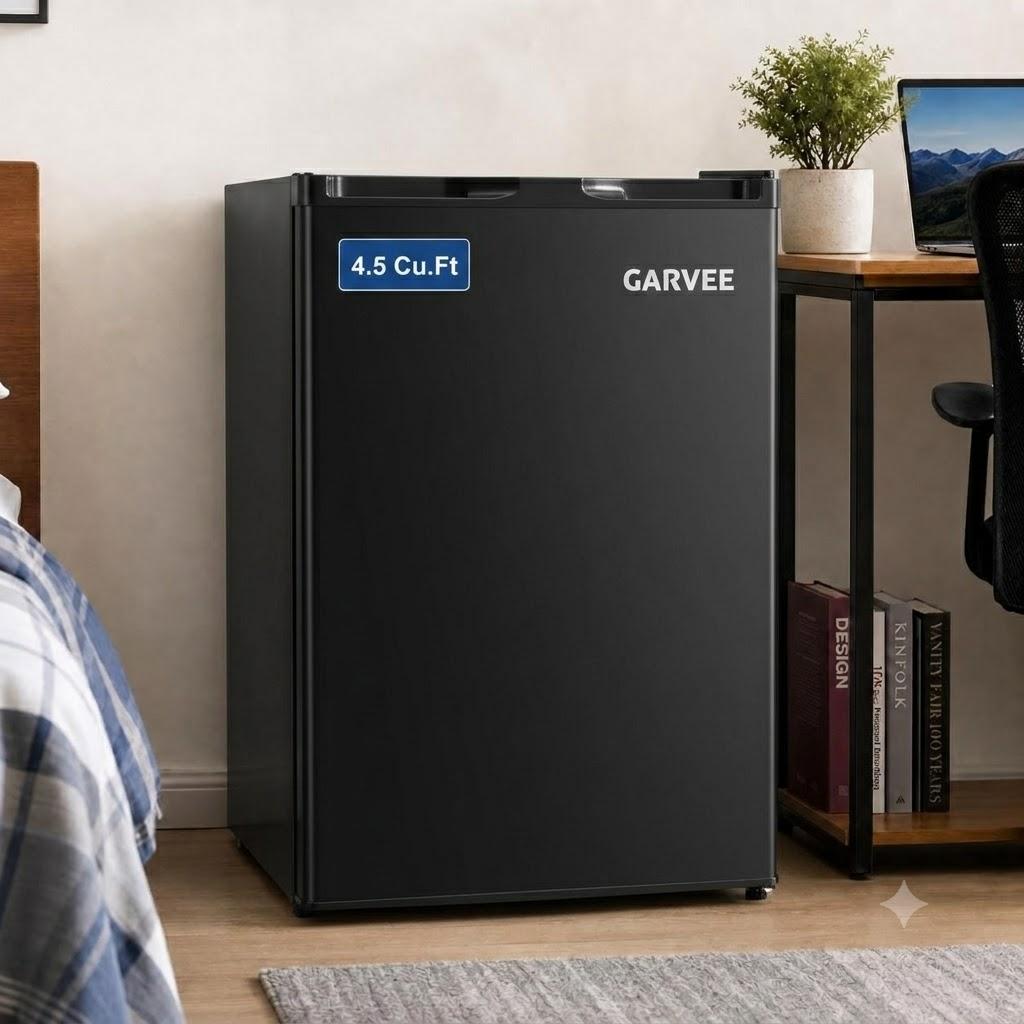 4.5 Cu. Ft. Compact Refrigerator | Single Door Mini Fridge with Energy-Efficient & Quiet Operation | for Dorm, Office, Bedroom, Kitchen, Bar Use with Adjustable Shelves