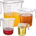 DaYammi Measuring Cups 4-Piece, Unbreakable Food-Grade Plastic Measuring Cup for Dishwasher, 1/2/4/8-Cup Nesting Liquid Measuring Cups for Prepping, Baking, Cooking, Readable Markings, Clear