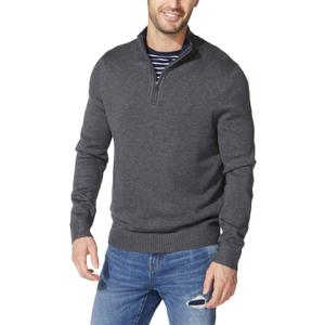 Nautica Men's Quarter-Zip Sweater (Medium, Charcoal Heather)