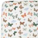 Little Unicorn Premium Crib Sheet | Breathable & Super-Soft Muslin Fabric (Butterflies)