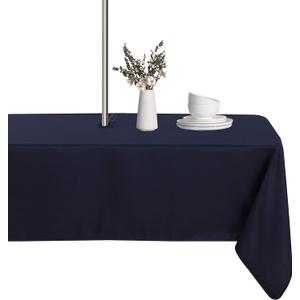 LUSHVIDA Rectangle Outdoor Tablecloth with Umbrella Hole and Zipper, 60x102 Inch Navy, Washable Waterproof Table Cloth Spill Proof Wrinkle Free Table Cover for Patio Spring Summer Picnic BBQS