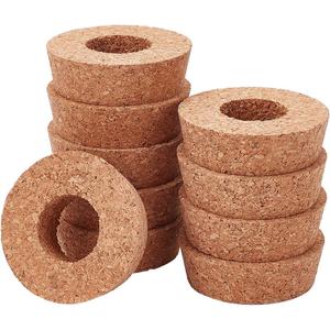 OLYCRAFT 10Pcs Cork Lids for Glass Planter 2.3-2.5 Inch Plant Corks with Center Hole Cork Stoppers for Hydroponic Plant Hydroponic Vase Lids Cork Replacement for Hydroponics Growing Vases