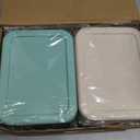 6 Packs 2 Cup Silicone Soup Freezer Molds with Lid Silicone Soup Freezer Trays Rectangle Reusable Food Preserving Tray Freezing Sauces Stews(Sage Green, Beige)