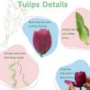15 Pcs Deep Purple Artificial Tulips Fake Flowers, Premium Latex Lifelike Texture, UV Resistant Waterproof Faux Tulip Bouquets with Snap-on Petals for Outdoor, Home, Wedding Decor