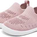 MORENDL Toddler Shoes Baby Walking Sock Shoes Non-Slip Breathable Boys & Girls Sneakers Infant Tennis Shoes Mesh Pink, Size 7