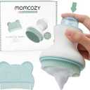 Momcozy﻿ Innovative Cradle Cap Brush with Pump, 2-in-1 Baby Cradle Cap Brush with Bubbler, Newborn Cradle Cap System, Shampoo Brush Baby Bath Essential Foamer Brush, Baby Hair Brush, Green