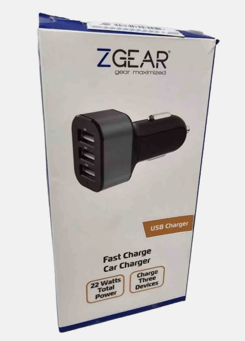 ZGEAR Fast Car Charger - Three USB Ports - 22W