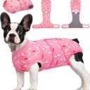 Kuoser Dog Recovery Suit Female, Soft Puppy Surgery Suit, Dog Recovery Suit After Surgery, Post-Op Onesie for Female & Male Dogs, Soft Protective Wear, PinkRibbon S