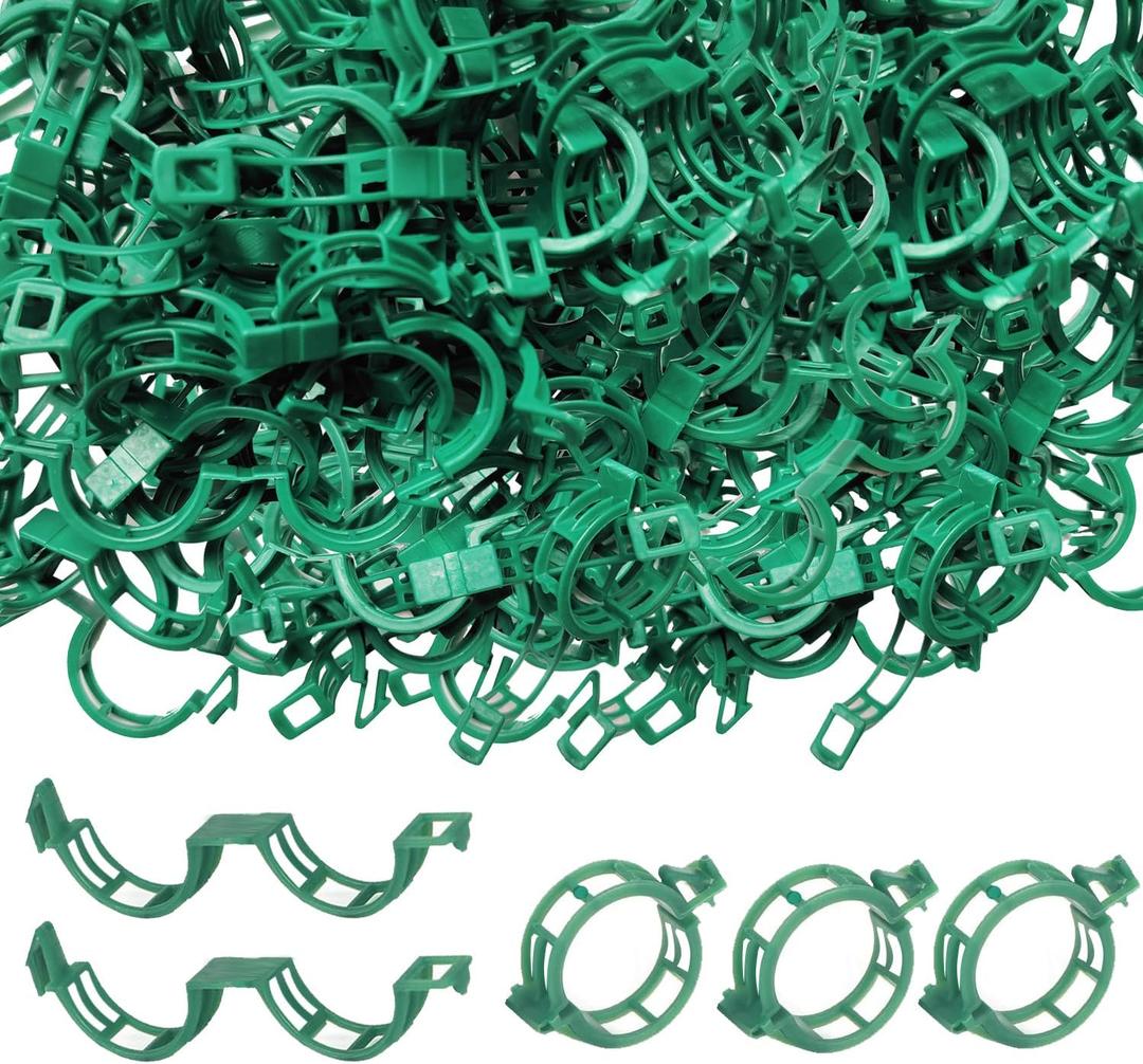 150pcs Plant Support Clips - Tomato Clips for String Trellis, Grape Vine Clips for Garden Netting Climbing Plants, Secured Plastic Plant Clip for Fixing Stem and Vine (Green)