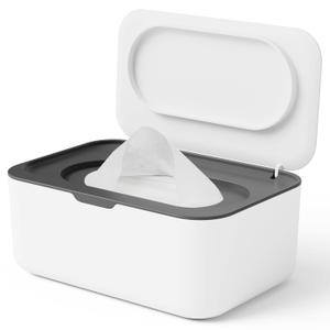Wipes Dispenser, Wipe Holder for Baby & Adult, Seposeve Refillable Baby Wipe Container, Keeps Wipes Clean Non-Slip, Easy Pull Wipes Pouch Case, Grey