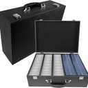 DUAXETONGXIA Card Storage Box for Trading Cards，4500+ Card Deck Case for Trading Cards,Leather Closure Commander Card Storage Box,Protectors Fit for YuGiOh, MTG and Sport Cards. (Black, 4500+)