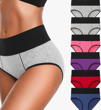 Eiggam Underwear for Women Cotton High Waist Panties Full Coverage Briefs Soft Strech Ladies Breathable Panties-Multi Pack XL
