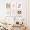 Pink Christian Wall Art Bible Verse Canvas Poster Floral Wall Decor Religious Pictures Girls Room Prints Scripture Poster Bundle Bow Artwork Trendy Preppy Painting for Bedroom 8x10 Inch Ready to Hang