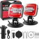 Wireless Trailer Lights Magnetic LED Trailer Tow Lights Set of 2 for Trucks Boat RVs Campers Caravan with Tail Lights/Brake Lights/Turn Signal/Reverse/License Plate Lights/Reflector 5023B (All-in-One Standard)