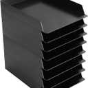 Wenqik 20 Pcs Stackable Paper Trays Rectangular Plastic Desk Holder Desktop Document File Organizer Storage Letter for Back to School Office Classroom (Black)