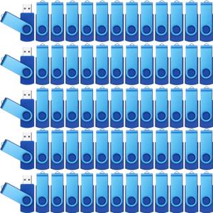Kanayu 4GB 100 Pack USB Flash Drives Bulk 2.0 USB Thumb Drives Memory Drive with LED Light Portable Keychain Flash Drive for Data Storage Pc Computer Laptop Office School (Blue)