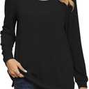 Women's Fall Casual Long Sleeve Tunic Tops Side Split T-Shirt for Leggings (Black, XL)