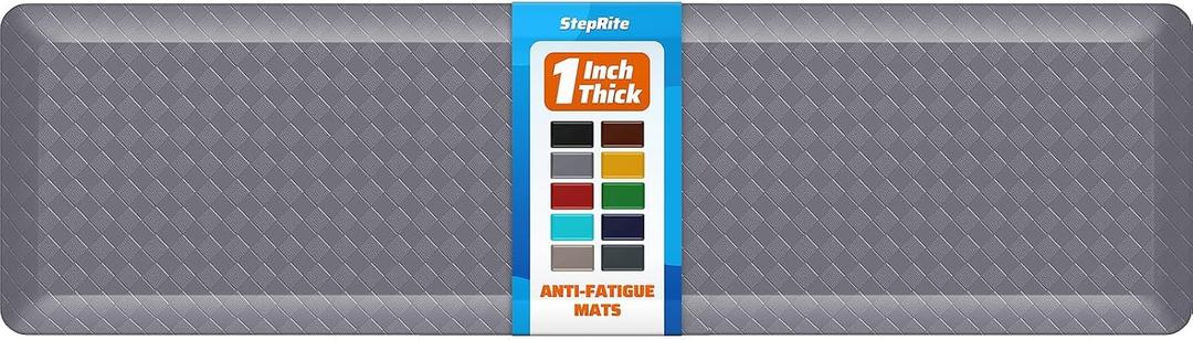 1" Thick Kitchen Mats for Floor, Water Resistant Floor Rug,Grey/72" x 20"