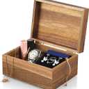 DRASTAR Keepsake Box, Acacia Wood Memory Box with Hinged Lids, Wooden Jewelry Box, Small Storage Box,3x5, 4x6 Decorative Card Box, Bridal Shower Gifts