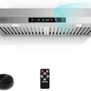 AMZCHEF Under Cabinet Range Hood 30 Inch, 750CFM Stainless Steel Kitchen Stove Vent Hood 3 Speed Exhaust Fan Touch/Remote/Gesture Control LED lights Time Setting Dishwasher-Safe Baffle Filters