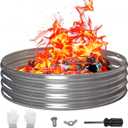 48 Inch Outdoor Fire Pit Ring, Round Galvanized Portable Fire Pit for Camping, Metal Steel Bonfire Fire Ring for Outside, Backyard (4FT)