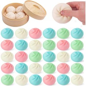 36 Pcs Dumpling Stress Balls Bulk 2.4 Inch Dumpling Fidget Toy Dough Stress Relief Bun Squeeze Toy with Storage Bag for Birthday Party Favors School Carnival Reward Gift