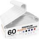 HOUSE DAY White Plastic Hangers 60 Pack, Clothes Hangers with Non Slip Hooks, Durable & Space Saving Coat Hanger, LightWeight Clothing Hanger, Perfect Closet Organizer for Everyday Use