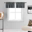 DONREN Medium Grey Valance -Basement Valances for Small Window with Rod Pocket (2 Panels,42 by 18 Inch) (42"W x 18"L (Pack of 2), Medium Grey)