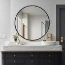 Round Mirror, Wall Mounted Circle Mirror with Brushed Metal Frame, Circular Mirrors for for Bathroom, Living Room, Vanity, Bedroom, Entryway, 36inch, Black