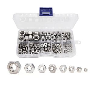 cSeao SAE Hex Nuts Assortment Kit, #2-56#4-40#6-32#8-32#10-32#10-24 1/4"-20 3/8"-16, 304 Stainless Steel Plain Finish A2-70 18-8